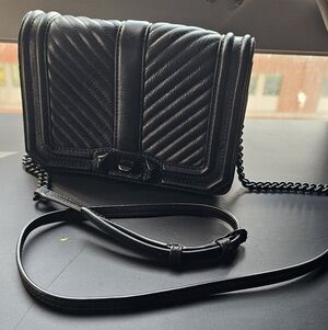 Rebecca Minkoff Black Quilted Crossbody Bag With Chain Strap